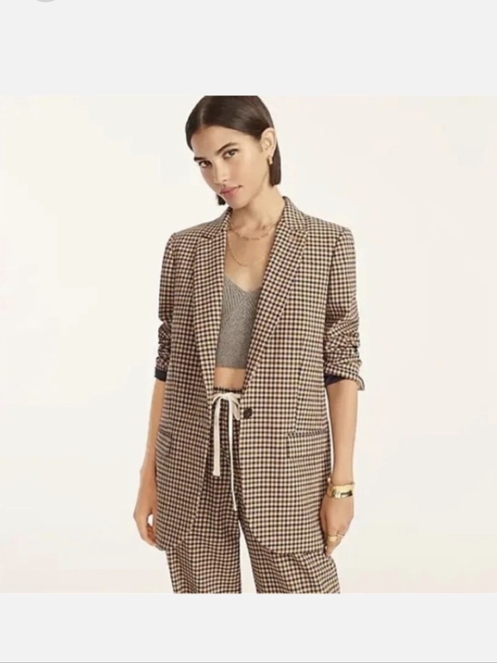 J. Crew Alfie Blazer In Honey Brown Plaid Italian Tollegno 1900 Wool - Size 12